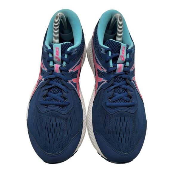 ASICS Gel Contend 7 Running Shoes Womens Sz 9.5 Navy Blue Pink Sneakers 1012B228 - Picture 4 of 11